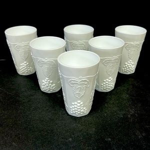 Vintage milk glass set of 6 4” juice glasses by Indians Glass Company